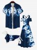Pet's Tropical Leaf Hibiscus Flower Print Hawaii Shirt -  