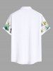 Plus Size Flowers Leaf Butterfly Print Buttons Pocket Hawaii Shirt For Men -  
