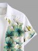Plus Size Flowers Leaf Butterfly Print Buttons Pocket Hawaii Shirt For Men -  