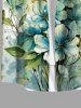 Plus Size Flowers Leaf Butterfly Print Buttons Pocket Hawaii Shirt For Men -  