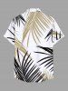 Plus Size Tropical Leaf Print Buttons Pocket Hawaii Shirt For Men -  