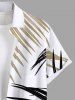 Plus Size Tropical Leaf Print Buttons Pocket Hawaii Shirt For Men -  