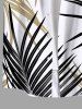 Plus Size Tropical Leaf Print Buttons Pocket Hawaii Shirt For Men -  