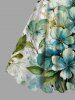 Robe Débardeur Imprimée de Feuilles et de Fleurs - Blanc S