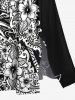 Plus Size Two Tone Flowers Colorblock Print Split Hawaii Midi Dress -  