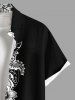 Chemise 3D Fleur Imprimée en Blocs de Couleurs avec Poche de Grande Taille pour Homme - Noir XL