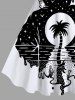 Plus Size Coconut Tree Sea Skull Wizard Print Hawaii A Line Tank Dress -  