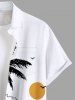 Plus Size Coconut Tree Sea Wave Sun Print Hawaii Button Pocket Shirt For Men -  
