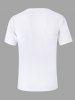 T-shirt Imprimé Crâne Mer et Cocotier Grande Taille pour Homme - Blanc L