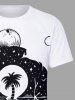 Plus Size Coconut Tree Sea Skull Wizard Print Hawaii T-shirt For Men -  