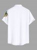Plus Size Floral Tropical Leaves Print Hawaii Button Pocket Shirt For Men -  