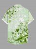 Plus Size Curve Branch Leaves Print Hawaii Ombre Button Pocket Shirt For Men -  