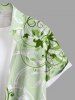 Plus Size Curve Branch Leaves Print Hawaii Ombre Button Pocket Shirt For Men -  