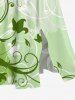 Robe Mi-Longue Linge A Fendue Feuille et Branche Ombré Imprimés de Grande Taille avec Poche - Vert 3X