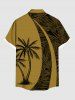 Plus Size Coconut Tree Tropical Leaf Print Buttons Pocket Hawaii Shirt For Men -  