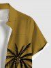 Plus Size Coconut Tree Tropical Leaf Print Buttons Pocket Hawaii Shirt For Men -  