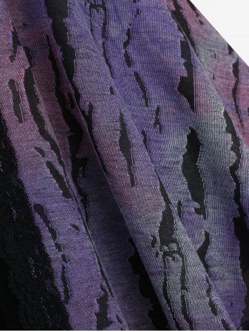Plus Size Tie Dye Ombre Jacquard Lace Trim Buckle Belted Surplice Top