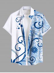 Plus Size Floral Pattern Print Buttons Pocket Hawaii Shirt For Men -  