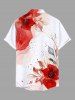 Tenue de plage hawaïenne assortie grande taille, motif floral et ligne imprimé tie-dye aquarelle, pour couples - Rouge 