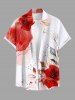 Tenue de plage hawaïenne assortie grande taille, motif floral et ligne imprimé tie-dye aquarelle, pour couples - Rouge 