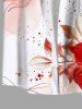 Tenue de plage hawaïenne assortie grande taille, motif floral et ligne imprimé tie-dye aquarelle, pour couples - Rouge 