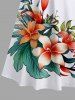 Floral Tropical Leaves Print Plus Size Matching Hawaii Beach Outfit For Couples - Blanc 