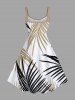 Tropical Leaf Print Plus Size Matching Hawaii Beach Outfit For Couples -  