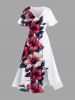 Tenue de Plage pour Couples en Feuilles D'Hibiscus et Fleurs Grande-Taille - Blanc 