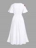 Tenue de Plage pour Couples en Feuilles D'Hibiscus et Fleurs Grande-Taille - Blanc 