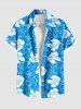 Tenue de Plage à Imprimé Fleurs Tropicales D'Hibiscus Grande-Taille pour Couples - Bleu 