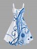 Costume de Plage Grande Taille Imprimé Floral Assorti pour la Plage - Bleu clair 