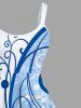 Costume de Plage Grande Taille Imprimé Floral Assorti pour la Plage - Bleu clair 