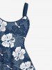 Plus Size Floral Tropical Leaves Print Hawaii A Line Tank Dress -  