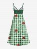 Plus Size Tropical Leaves Bowknot Plaid Print Hawaii St. Patrick's Day Surplice A Line Cami Dress -  