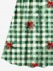 Plus Size Tropical Leaves Bowknot Plaid Print Hawaii St. Patrick's Day Surplice A Line Cami Dress -  