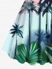 Plus Size Coconut Tree Tropical Leaves Floral Print Hawaii Ombre A Line Tank Dress -  