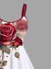 Plus Size Rose Flower Leaf Heart Print Valentines Hawaii A Line Tank Dress -  