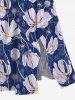 Robe Hawaïen Mi-Longue Fendue Fleur Marguerite Imprimée de Grande Taille - Bleu profond M