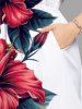 Plus Size Hibiscus Flower Leaf Print Split Hawaii Midi Dress -  