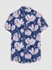 Plus Size Daisy Flower Print Buttons Pocket Hawaii Shirt For Men -  