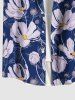 Chemise Marguerite Fleur Imprimée de Grande Taille avec Poche pour Homme - Bleu profond L