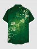 Plus Size Rose Flower Leaf Ombre Print Buttons Pocket Hawaii Shirt For Men -  