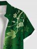 Plus Size Rose Flower Leaf Ombre Print Buttons Pocket Hawaii Shirt For Men -  