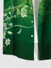 Plus Size Rose Flower Leaf Ombre Print Buttons Pocket Hawaii Shirt For Men -  