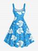 Plus Size Tropical Hibiscus Flower Print Hawaii Tank Dress -  