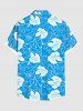 Chemise Décontractée Fleur D'Hibiscus et Poche de Grande Taille avec Boutons - Bleu 6XL