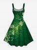 Plus Size Rose Flower Leaf Ombre Print Hawaii Tank Dress -  