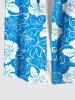 Chemise Décontractée Fleur D'Hibiscus et Poche de Grande Taille avec Boutons - Bleu 6XL