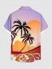 Plus Size Coconut Tree Floral Sun Print Buttons Pocket Hawaii Shirt For Men - Violet clair 6XL
