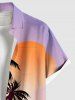 Plus Size Coconut Tree Floral Sun Print Buttons Pocket Hawaii Shirt For Men - Violet clair 6XL